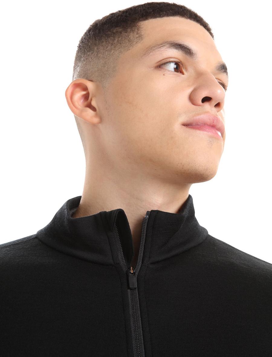 Sweat À Capuche Icebreaker RealFleece™ Merino Elemental Long Sleeve Zip Jacket Homme Noir | FR 1251DFMN